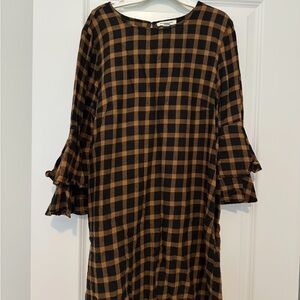 Plaid Ruffle Sleeve Dress perfect for Thanksgiving